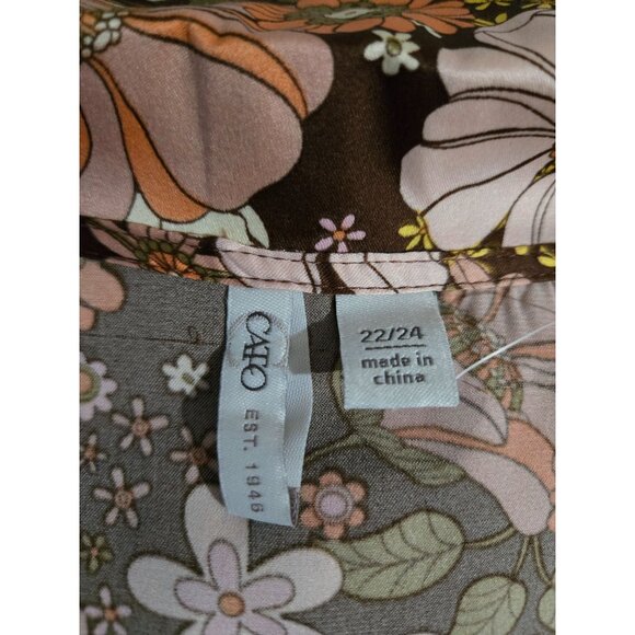 Cato Womens Multicolor Floral‎ Collared Short Sleeve Shirt Plus Size 22/24 70's - Picture 5 of 10